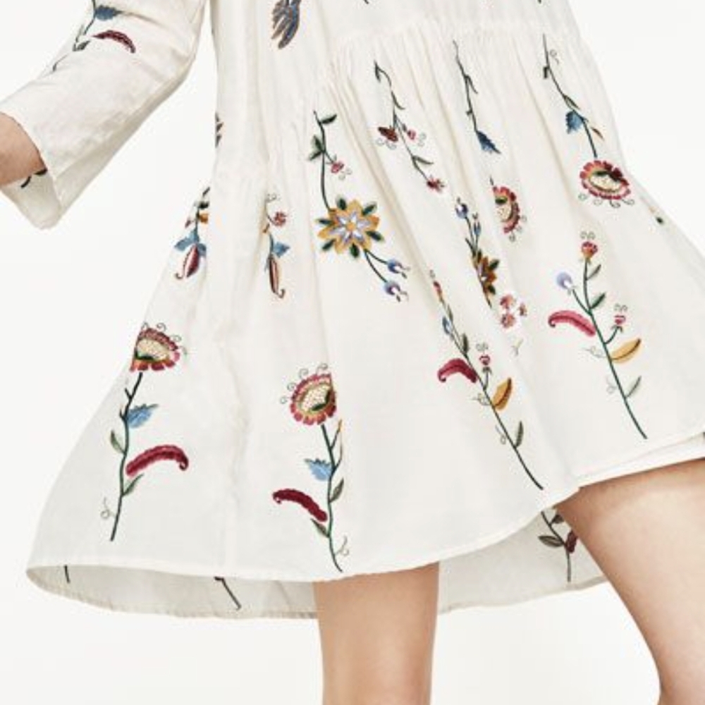 Zara mulberry silk embroidered dress - Picture 4 of 9